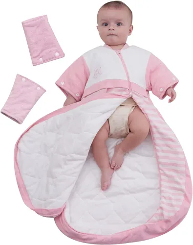 Vista 6 de Babyah Manta portátil para niños, mangas desmontables para saco de dormir