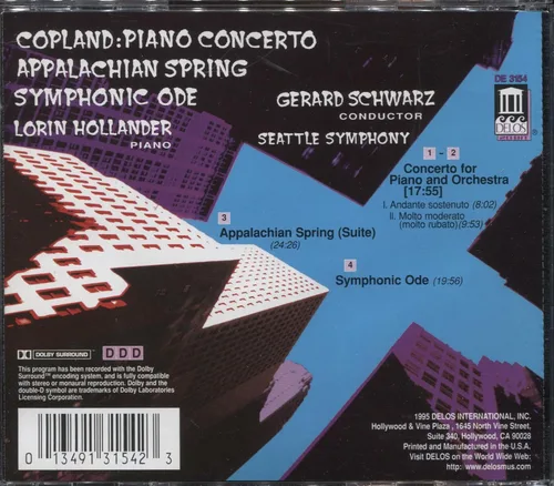 Vista 2 de Copland: Concierto para piano; Primavera de los Apalaches; Oda sinfónica
