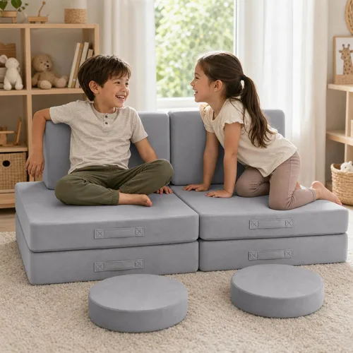 Vista 20 de Sofá modular para niños MeMoreCool – Sofá de dinosaurio de 8 piezas que brilla en la oscuridad para niños pequeños convertible en fuerte constructor