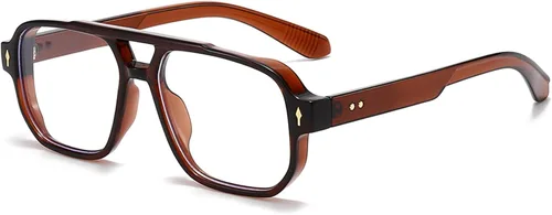 Vista 9 de PORADAY Gafas de Bloqueo de Luz Azul para Mujeres y Hombres Estilo Retro Cuadrado de los Años 70 Gafas de Aviador Gafas Rectangulares para gris