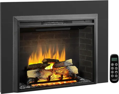 Vista 8 de LegendFlame Carl 28 Pulgadas con Kit de Adornos, Inserto de Chimenea Eléctrica, Calentador de Chimenea 750/1500W, Sonido de Fuego Crepitante