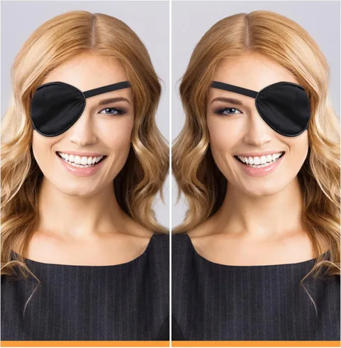 Vista 7 de eZAKKA 2 piezas de parche de seda para ojos médicos para mujeres adultas, parche elástico perezoso ajustable individual con correa elástica