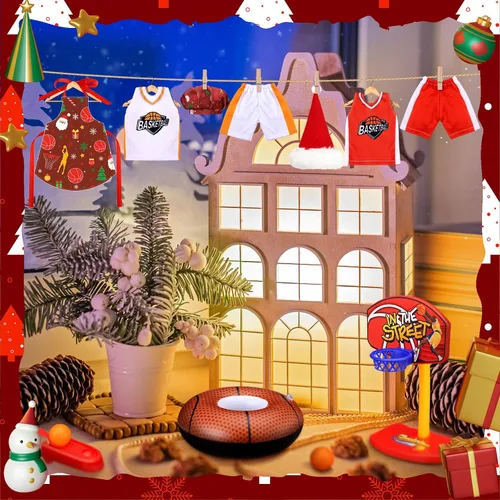 Vista 4 de 1 juego de accesorios de muñeca de Navidad 2025, incluye delantal, sombrero de chef, hamaca, columpio, saco de dormir, bata de baño, suéter