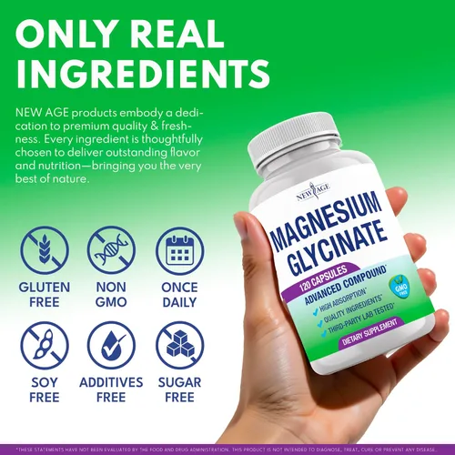 Vista 6 de Glicinato de magnesio 500 mg 90 mg Suplemento de magnesio elemental - Alta absorción, no tamponado, sin OMG y sin gluten, salud muscular y ósea