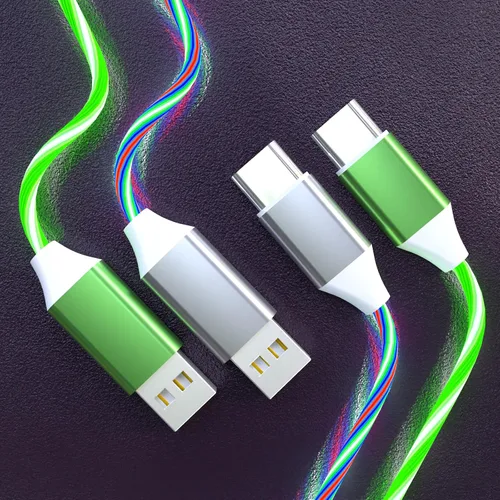 Vista 10 de Paquete de 2 cables de carga LED USB C, cable de carga tipo C, cargador USB C rápido compatible con Samsung Galaxy S21 S20 S10 S9 S8 Note 20, LG V30