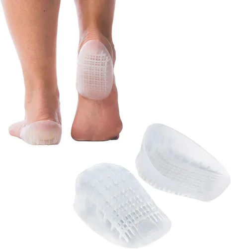 Vista 9 de Tuli de Heavy Duty Gel talón tazas, 10219BT, Transparente, 1, 1 Insertos de cojín que absorben los golpes para fascitis plantar y dolor de talón