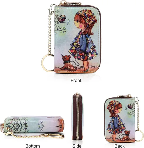 Vista 2 de APHISON RFID - Tarjetero carteras para mujer Funda para tarjetas de piel con cremallera para mujerniñaCaja regalo
