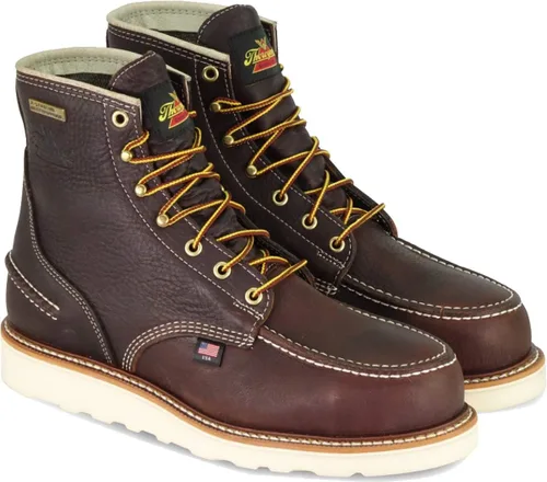 Vista 8 de Thorogood 1957 Series Botas de Trabajo Impermeables con Puntera Moc de 6" para Hombres - Puntera Suave, Cuero de Grano Completo con Suela de Cuña