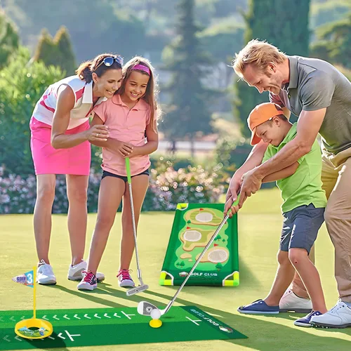 Vista 7 de Liberry Conjunto de golf para niños de 3, 4, 5, 6 años, para niños y niñas, juego de palos de golf retráctiles para niños pequeños con alfombrilla