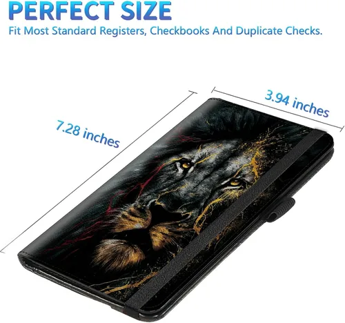 Vista 93 de Funda para chequera para hombres y mujeres, cartera de cuero RFID con ranuras para tarjetas de crédito, soporte de cheques duplicados personales