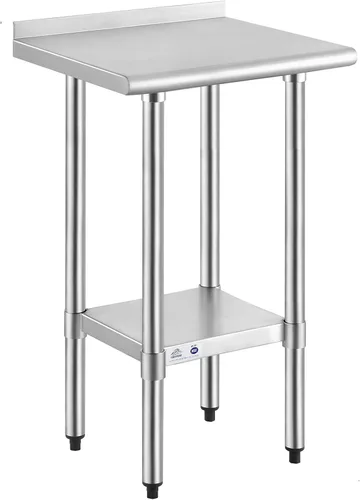 Vista 80 de ROCKPOINT Mesa de acero inoxidable para preparación y trabajo, 14x24 pulgadas; mesa de cocina comercial de metal NSF resistente con estante inferior