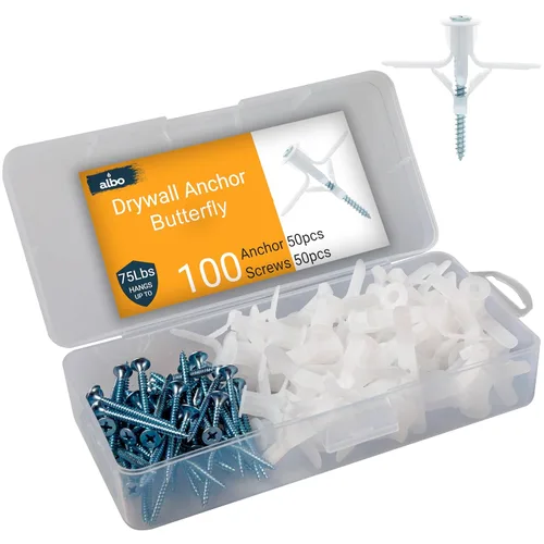 Vista 9 de Kit de anclaje para paneles de yeso Albo Anclajes de pared huecos con tornillos 50 piezas. (Anclaje gris 25 piezas + tornillos 25 piezas) Anclajes