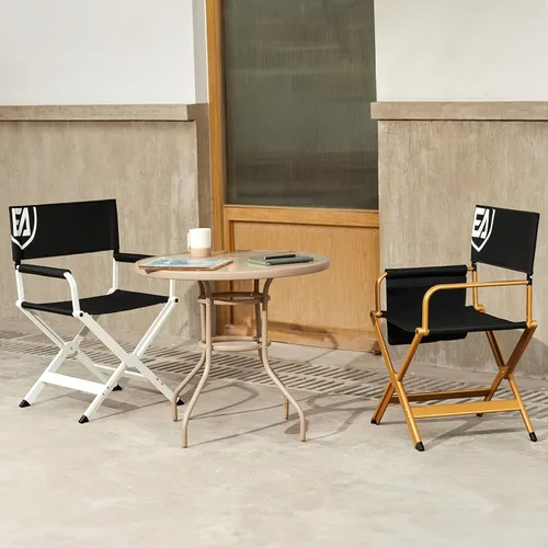 Vista 2 de EVER ADVANCED Silla de directores de aluminio, sillas plegables de cine de estudio, silla de vendedor de eventos, 19 pulgadas de altura del asiento