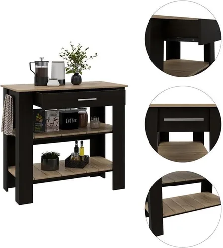 Vista 4 de TUHOME - Isla de cocina Cala, 40 islas de cocina de madera de ingeniería, multicolor