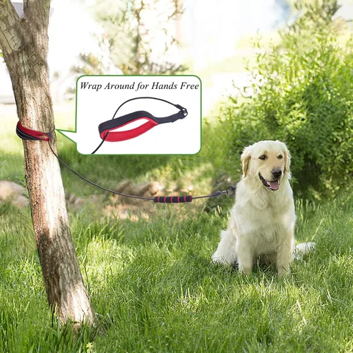 Vista 7 de VIVAGLORY Toughbite - Correa para perro a prueba de mordeduras, no masticable, con mango de tráfico y doble asa para entrenamiento y caminar, metal