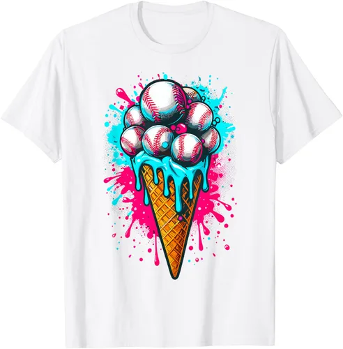 Vista 44 de Camiseta de béisbol de acuarela de helado de béisbol