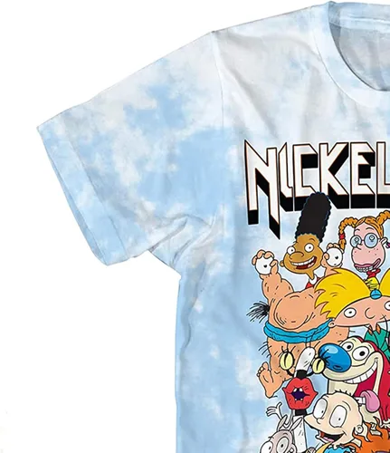 Vista 5 de Nickelodeon Camisa de dibujos animados de los años 90 para hombre, Rugrats Hey Arnold Ren & Stimpy Rocko's Modern Life Tie Dye Camiseta
