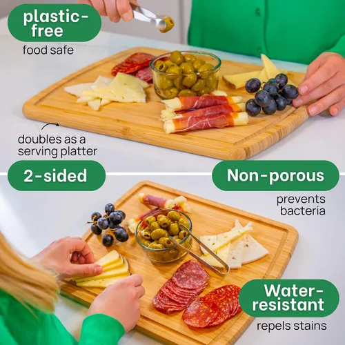 Vista 5 de GREENER CHEF Tabla de Cortar de Bambú de 15 Pulgadas con Reemplazos de por Vida - Tabla de Cortar de Madera Mediana para Cocina, Bloque