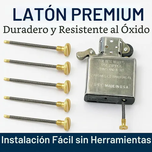 Vista 5 de Kit de reparación de mechero IN SELECT - Partes de repuesto de resorte de pedernal compatibles con mecheros Zippo, piezas de latón duraderas