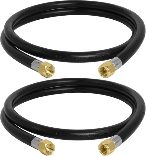 Vista 13 de Wadoy, conjunto de conector de manguera de propano para cámper, 2 pies, 3/8" rosca hembra x 3/8" rosca hembra para conexión rápida, manguera de 24
