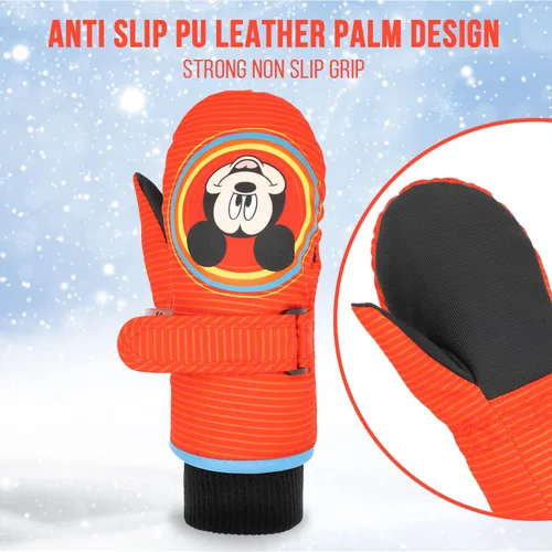 Vista 3 de Disney Guantes de Mickey Mouse para niños de 2 a 4 años guantes impermeables para niños pequeños guantes de nieve de Mickey para niños guantes
