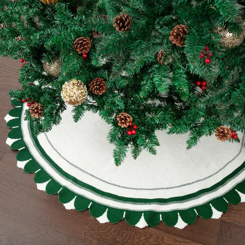 Vista 21 de Mr. Pen - Falda de árbol de Navidad de 48 pulgadas, lentejuelas negras brillantes con faldas de árbol de Navidad de piel sintética blanca Negro