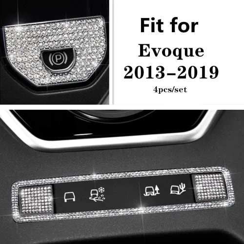 Vista 2 de Compatible con Range Rover Evoque 2013-2019 Accesorios Bling Embalaje Modo de Conducción Calcomanías de diamantes de imitación para mujeres (Plata)