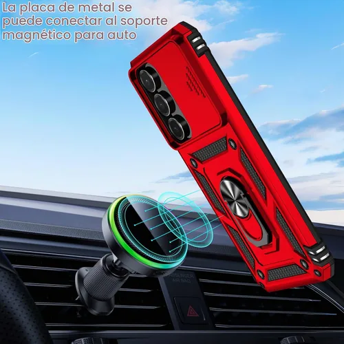 Vista 5 de Funda para Samsung Galaxy S25 FE con protector de pantalla de vidrio templado, cubierta de lente de cámara integrada y soporte de anillo, cubierta