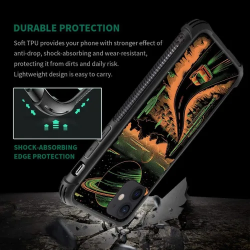 Vista 6 de CARLOCA Funda compatible con iPhone 11, diseño de carretera del desierto naranja alienígena, ultra protección, a prueba de golpes, de silicona