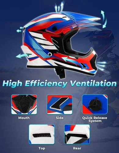 Vista 87 de SLMOTO - Casco DOT para niños y jóvenes, casco de motocross para todoterreno y calle, casco de motocicleta, casco de bicicleta de tierra, motocross
