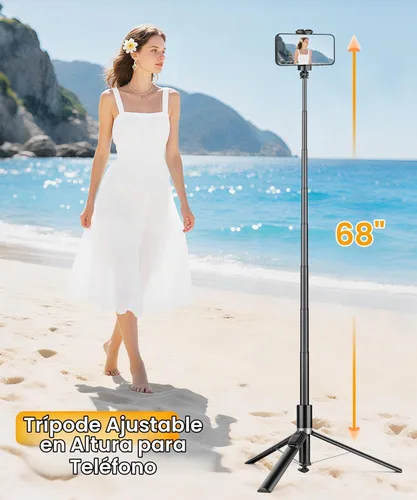 Vista 6 de VICTIV Trípode de teléfono de 68 pulgadas, trípode de apertura automática Negro
