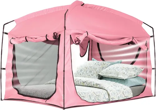 Vista 12 de Bed Tent,Portable Privacy Sleeping Bed Canopy,Blackout 90% Drapes for Kids and Adult,Indoor Space Tent with Breathable Large Mesh Windows