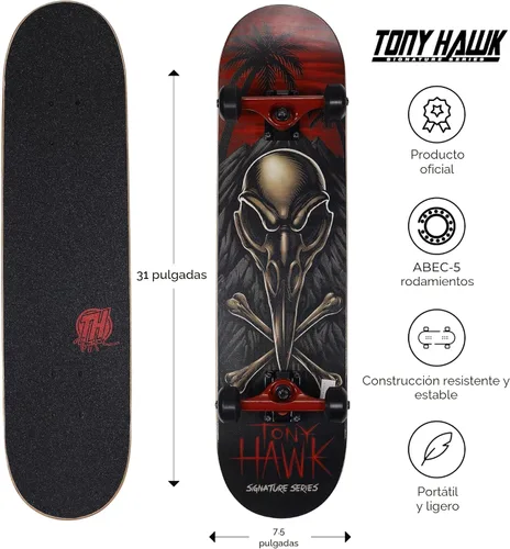 Vista 4 de Tony Hawk - 31-Inch Signature Series 4 Skateboard, 9-Ply Maple Deck Crossbones