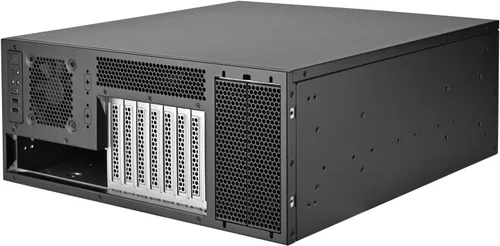 Vista 24 de Silverstone Technology RM23-502-MINI, 2U Dual 5.25" Drive Bay Micro-ATX chasis de servidor industrial para montaje en rack con interfaz USB 3.1