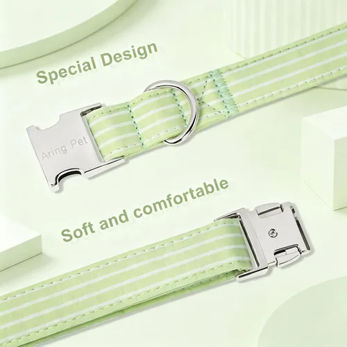Vista 25 de Aring Pet Collar de algodón, ligero y ajustable, con hebilla de liberación rápida, para perros pequeños, medianos y grandes, para cachorros, S, Hoja