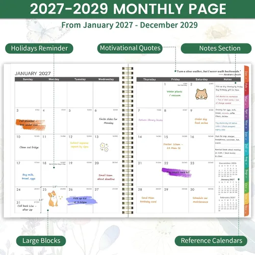Vista 3 de 2027-2029 Monthly Planner - 3 Year Monthly Calendar 2027-2029