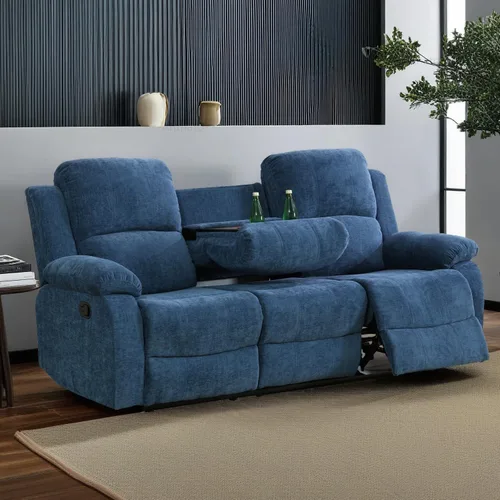 Vista 36 de Juego de sala de Estar reclinable de 3 piezas, juego de sofá reclinable Manual para conjunto de muebles de sala de Estar, con consola de Rojo