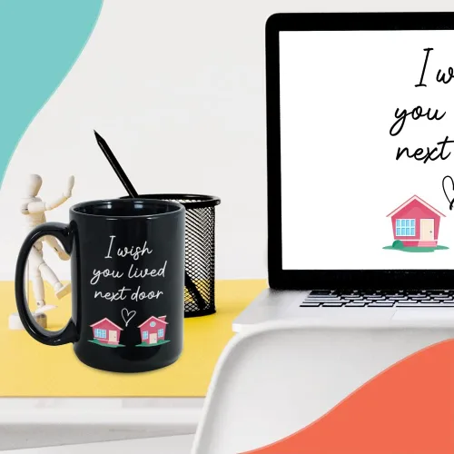 Vista 6 de Taza Bubble Hugs I Wish You Lived Next Door de 15 onzas, regalo ideal para inauguración de la casa para mejores amigos, amigos de larga distancia