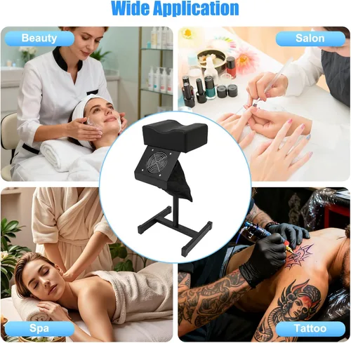 Vista 8 de Soporte de pie de pedicura, reposapiés de manicura de pedicura ajustable con ventilador extractor de polvo y bolsa, silla de pedicura antideslizante