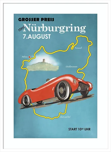 Vista 6 de Amanti Art Impresión artística enmarcada para pared, 24 x 20 pulgadas, Nurburgring Motorcycle Racing por Mark Rogan, arte de pared deportivo