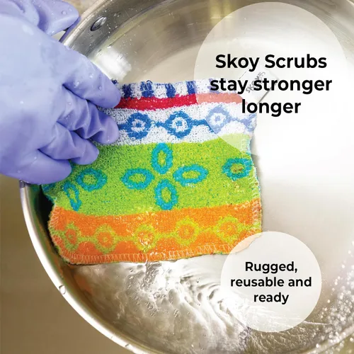 Vista 2 de Skoy Scrub, 1 pieza reutilizable, estropajo para platos sin rayones para limpieza de cocina y hogar, amigable con el planeta, apto para Surtido