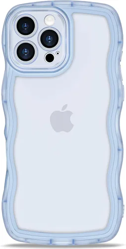 Vista 29 de Anuck Funda para iPhone 13 Pro con borde ondulado, diseño trasero transparente, agarre antideslizante, forma de marco rizado ondulado, a prueba