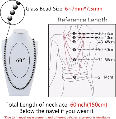 Vista 5 de Firstmeet - Collar con nudo de cuerda, de cuentas de cristal, largo, para mujer.
