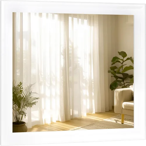 Vista 24 de CULER Espejo de pared de madera blanca para baño, espejos colgantes rectangulares de 20 x 16 pulgadas con marco de madera para sala de estar Blanco