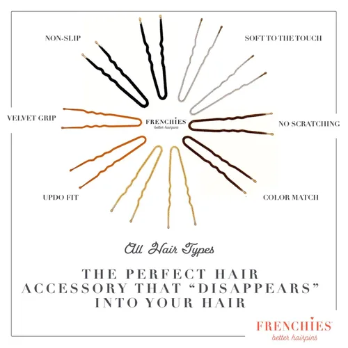 Vista 2 de Frenchies Horquilla de pelo French Twist, horquillas de pelo francés ultra suaves para mujeres, bodas, extensiones o peluca, 20 unidades, color negro