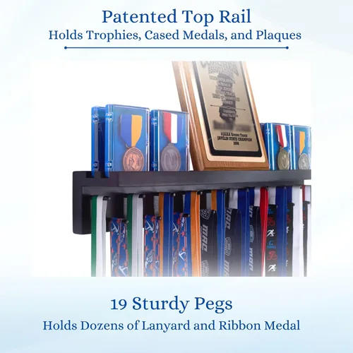 Vista 5 de MedalAwardsRack Estante de exhibición de medallas y soporte para trofeos Premier para gimnasia, fútbol, baloncesto, fútbol americano y más – 2 pies