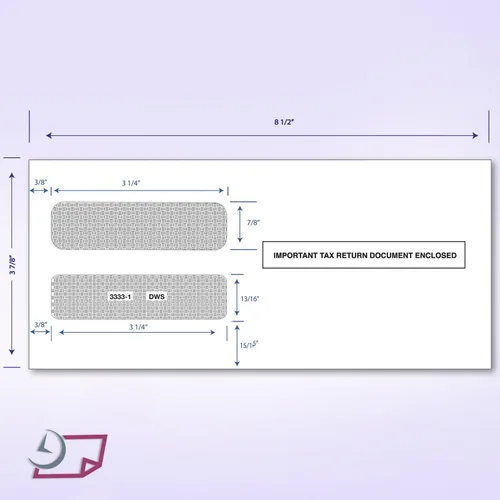 Vista 3 de NextDayLabels - Sobres, diseñados para adaptarse a formularios de impuestos de empleados W-2 3-Up, formato horizontal (paquete de 100 sobres)