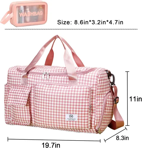 Vista 29 de Pequeña bolsa de gimnasio para mujer, bolsa de viaje con compartimento para zapatos