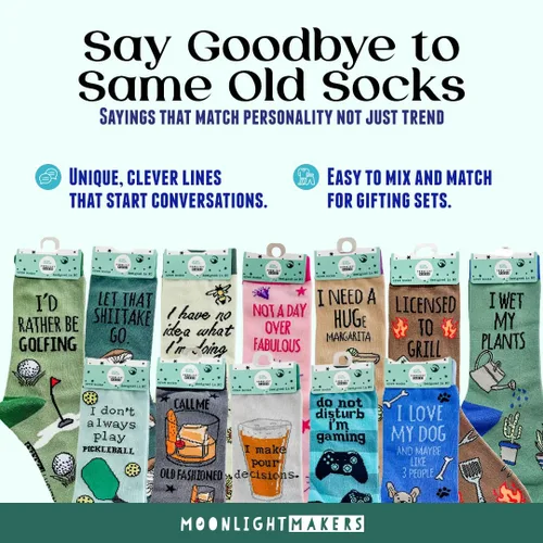 Vista 13 de Moonlight Makers Funny Colored Socks, Novelty Socks, Stocking Stuffer, Unisex Socks