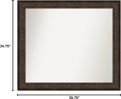 Vista 690 de Amanti Art Espejo de pared personalizado no biselado (25 x 25 pulgadas), marco de bronce acentuado, varios tamaños personalizados, espejo de baño